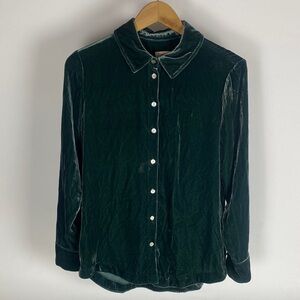 Faherty Shirt Women’s Size S Velvet Button Front Long Sleeve Blouse Top
